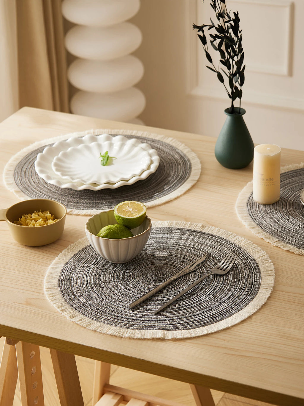 Set of 4 Fringe Woven Placemats - FRANGIA