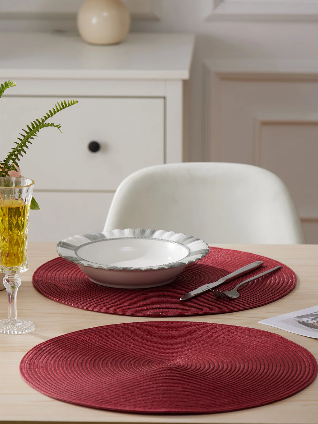 Round Braided Placemats Set of 4 Washable - COLORII