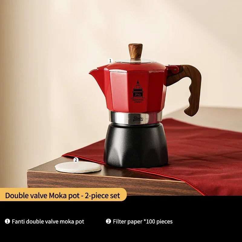 Electric Coffee Moka Pot - BLACK AND RED
