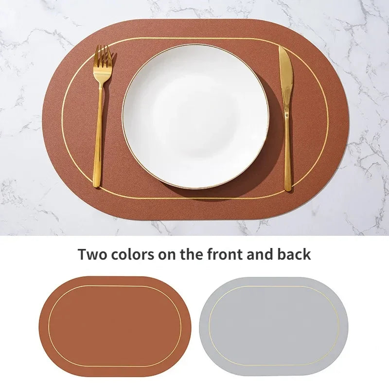 Oval Faux Leather Placemat - DUAL
