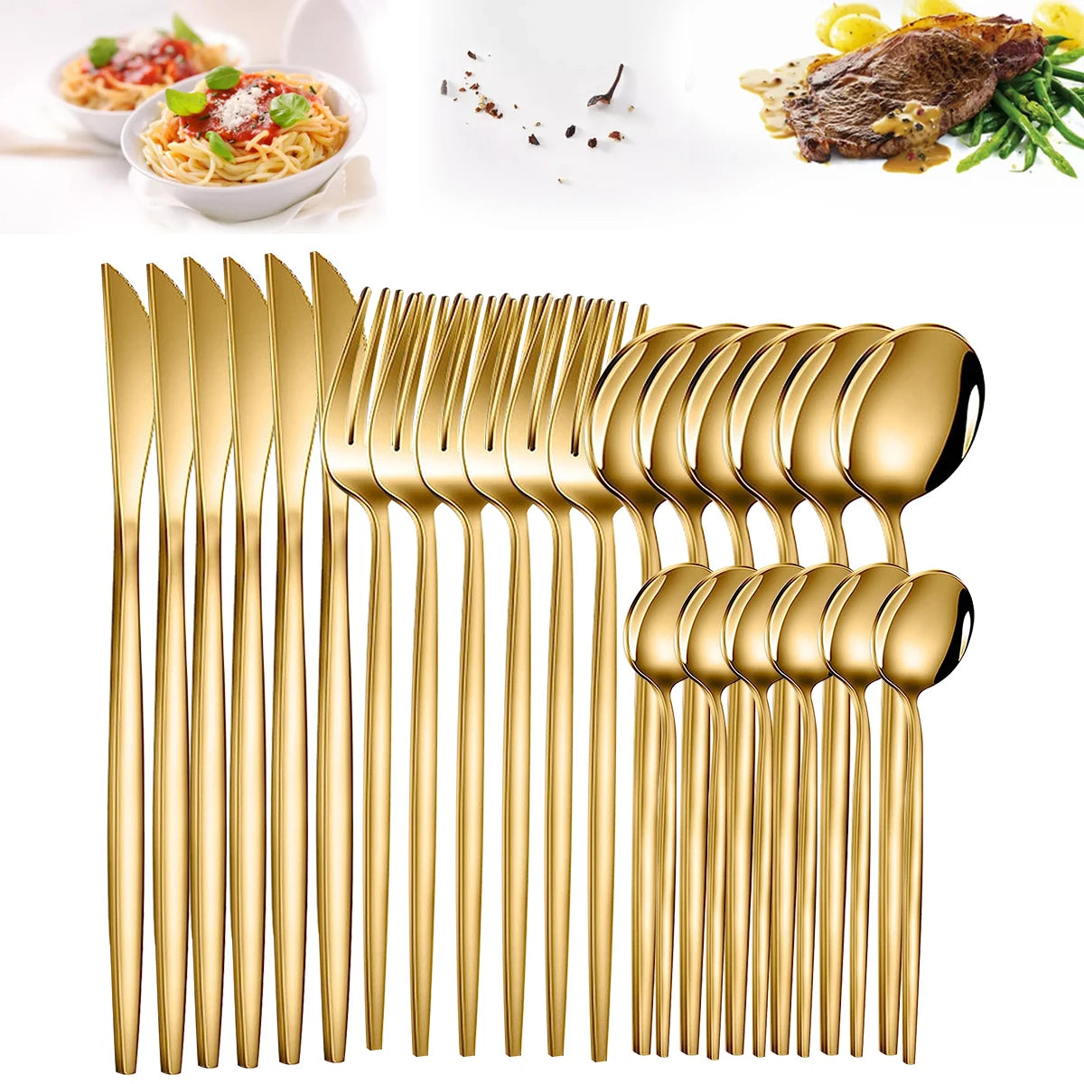 24pcs Dinnerware Set Stainless Steel Tableware - CENA