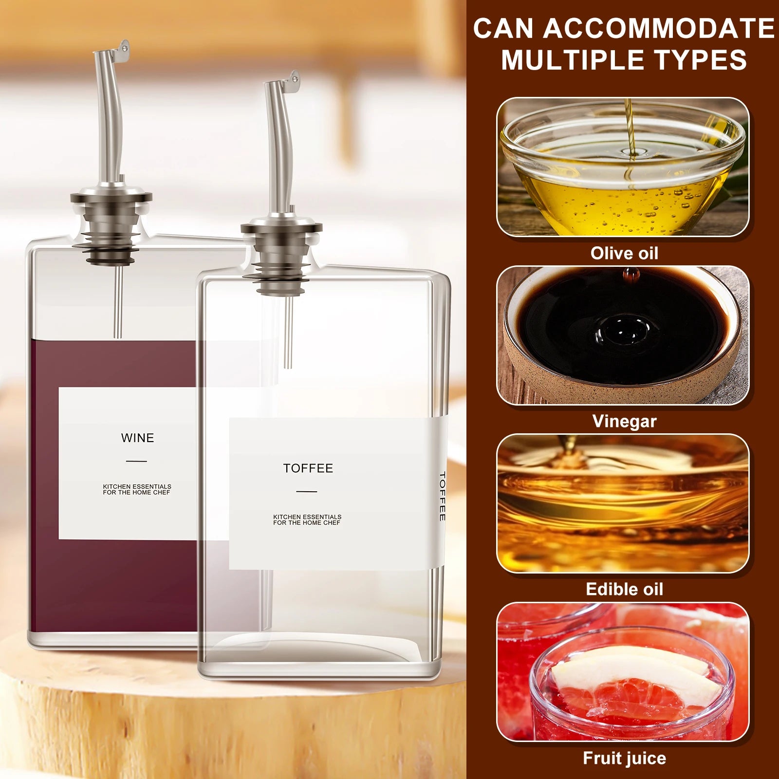 Square Glass Seasoning Bottle Dispenser - QUADRA