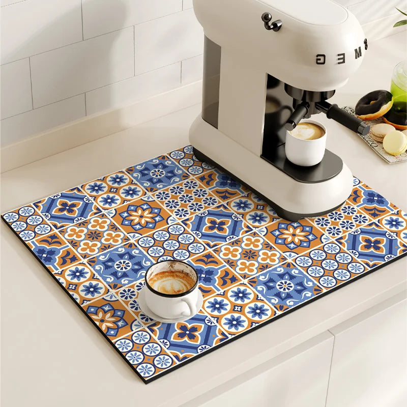 Coffee Mat Quick Drying Draining Board - RETRO