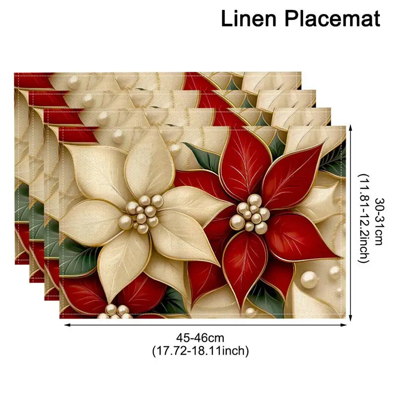 Linen Christmas Tree Placemats - NOEL