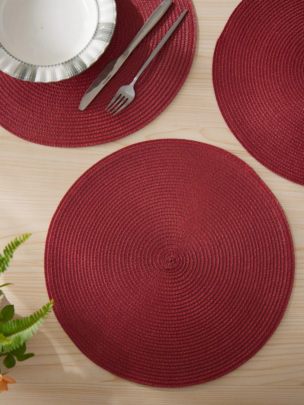 Round Braided Placemats Set of 4 Washable - COLORII