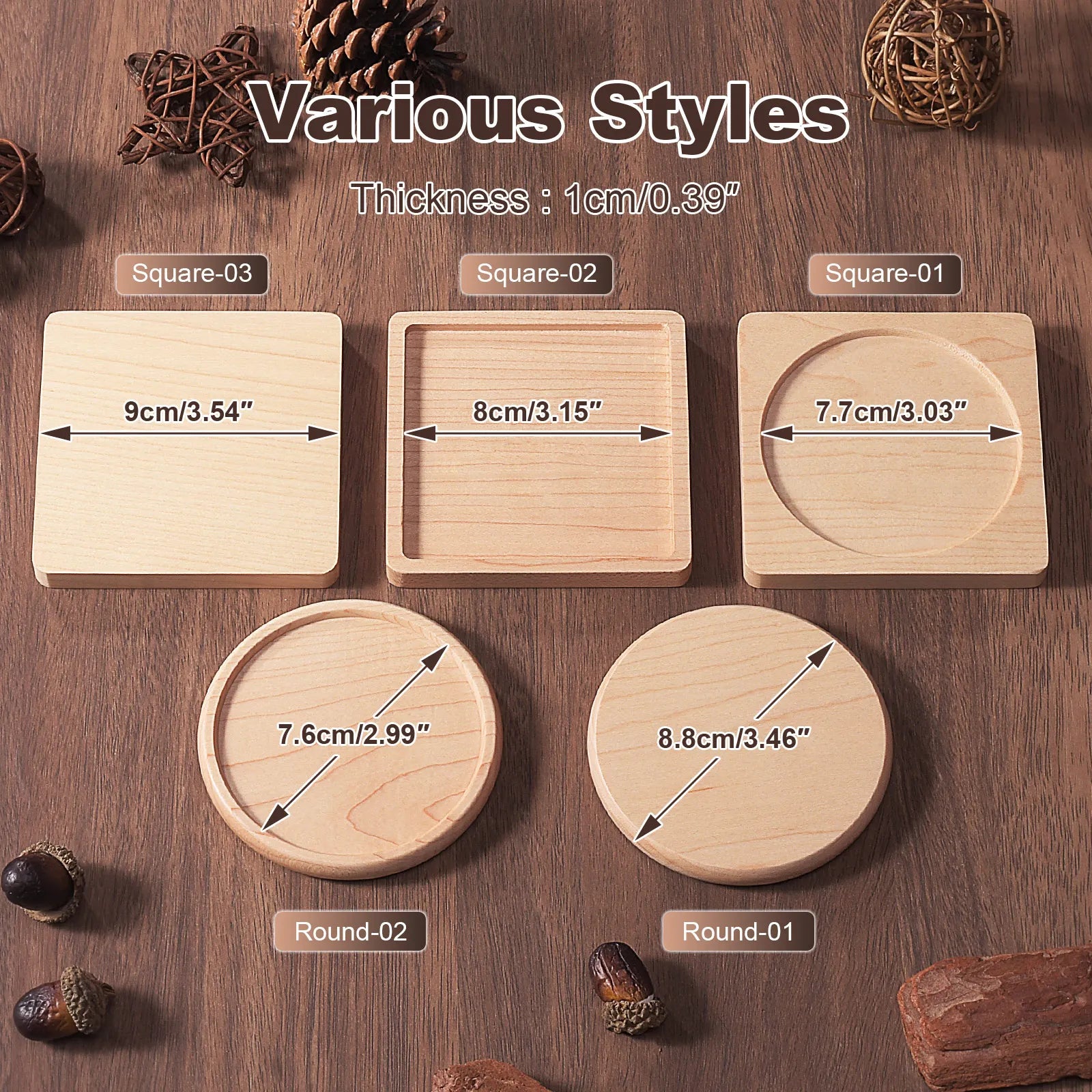 1PCS Solid Wood Coaster