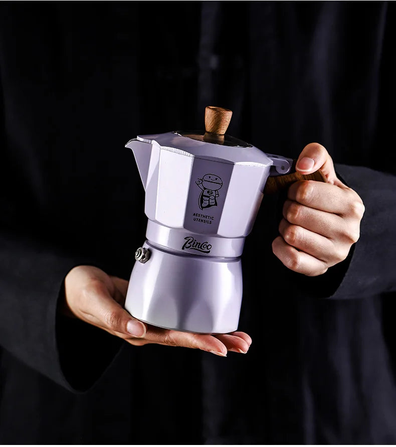 Stylish Moka Pot - WHITE BLACK PURPLE