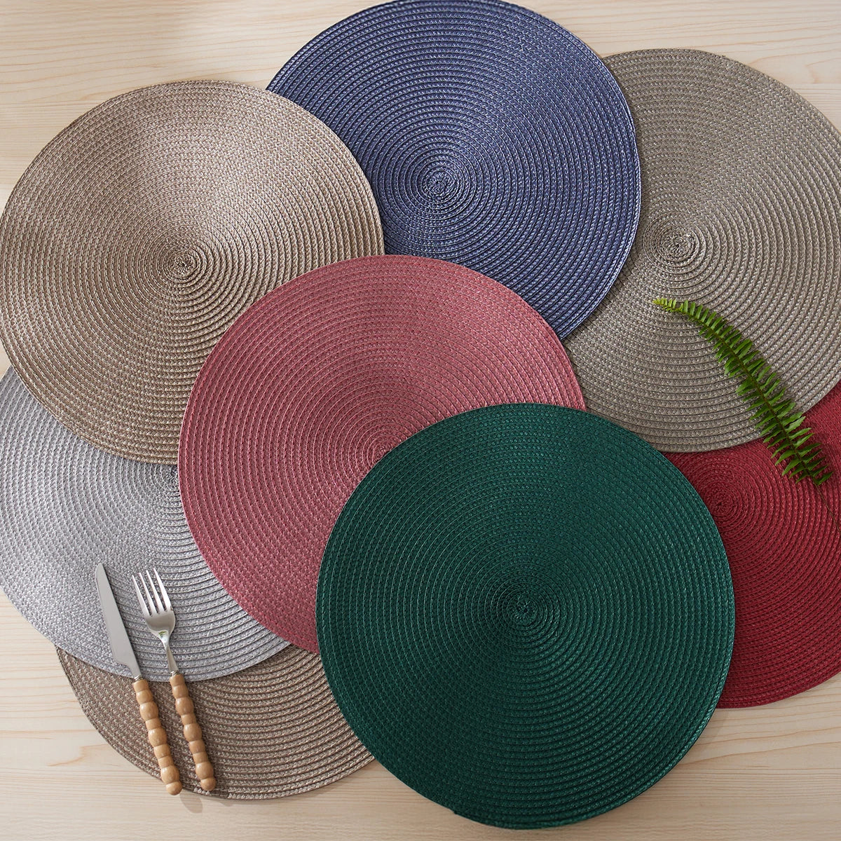Round Braided Placemats Set of 4 Washable - COLORII