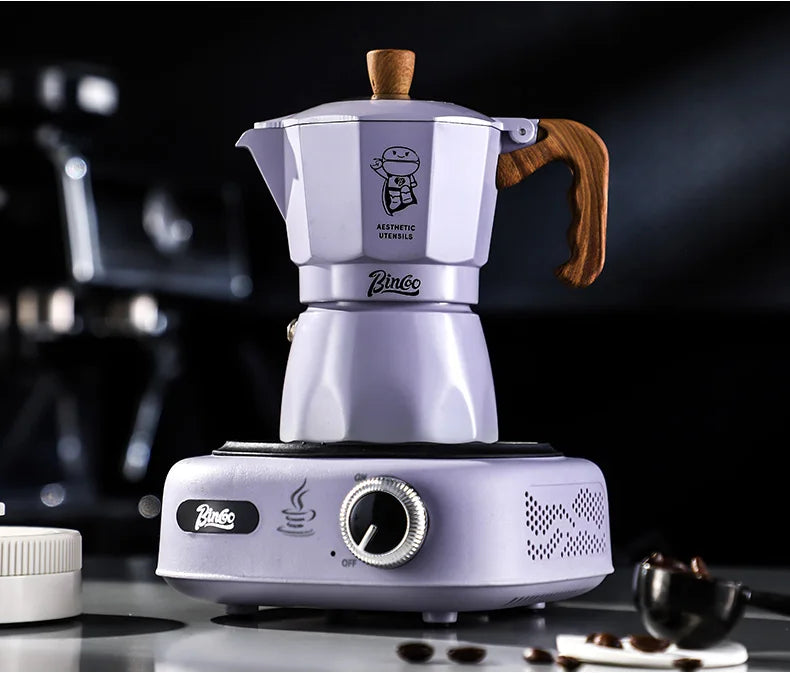Stylish Moka Pot - WHITE BLACK PURPLE