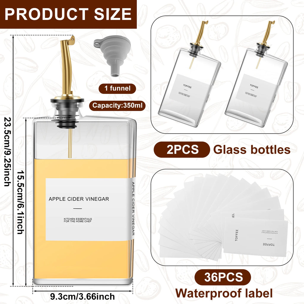 Square Glass Seasoning Bottle Dispenser - QUADRA