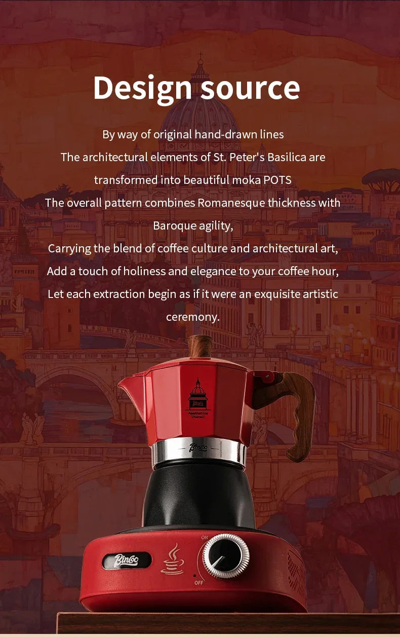 Electric Coffee Moka Pot - BLACK AND RED