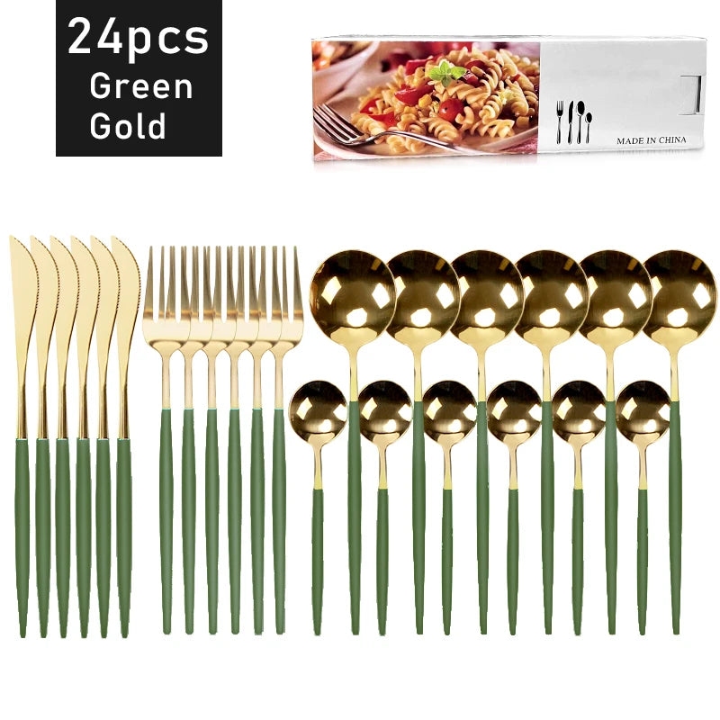 24pcs Dinnerware Set Stainless Steel Tableware - CENA