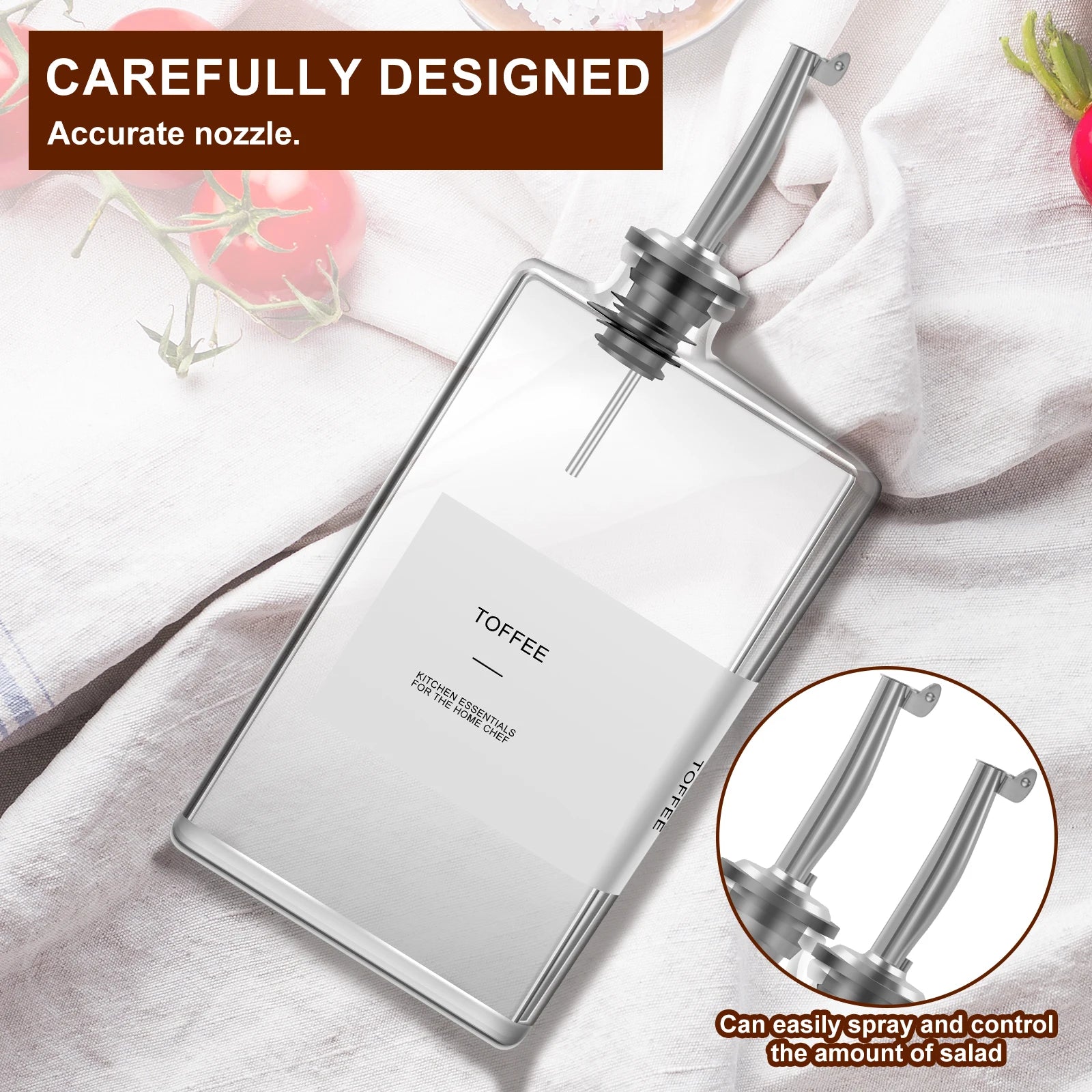 Square Glass Seasoning Bottle Dispenser - QUADRA