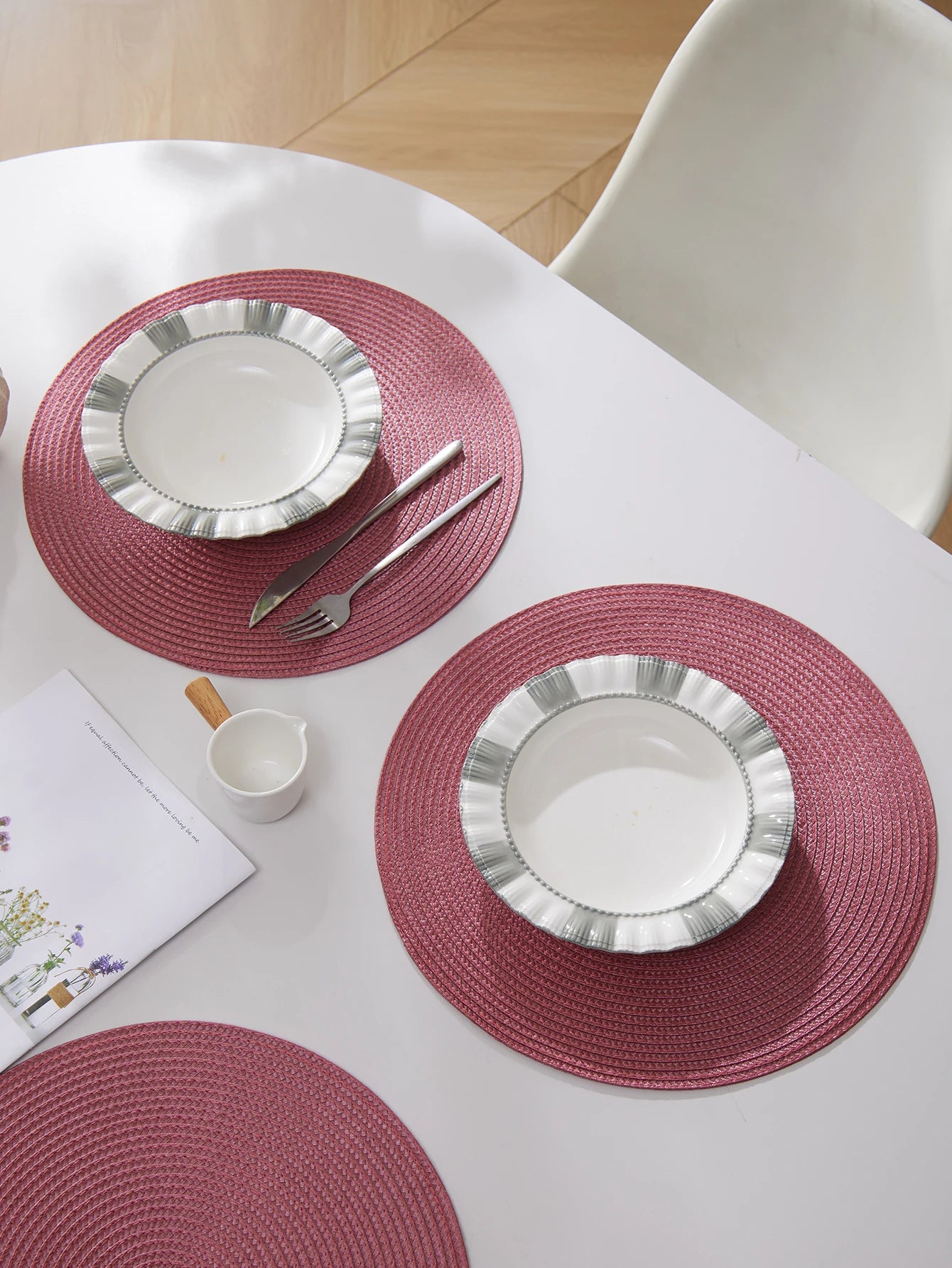 Round Braided Placemats Set of 4 Washable - COLORII