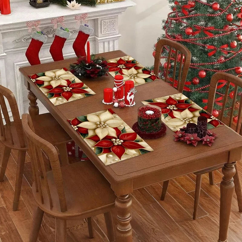 Linen Christmas Tree Placemats - NOEL