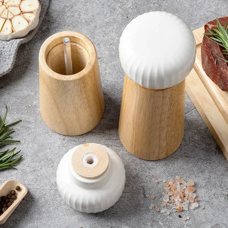 Ceramic and Wood Mill Salt and Pepper Grinder - CRUNCH