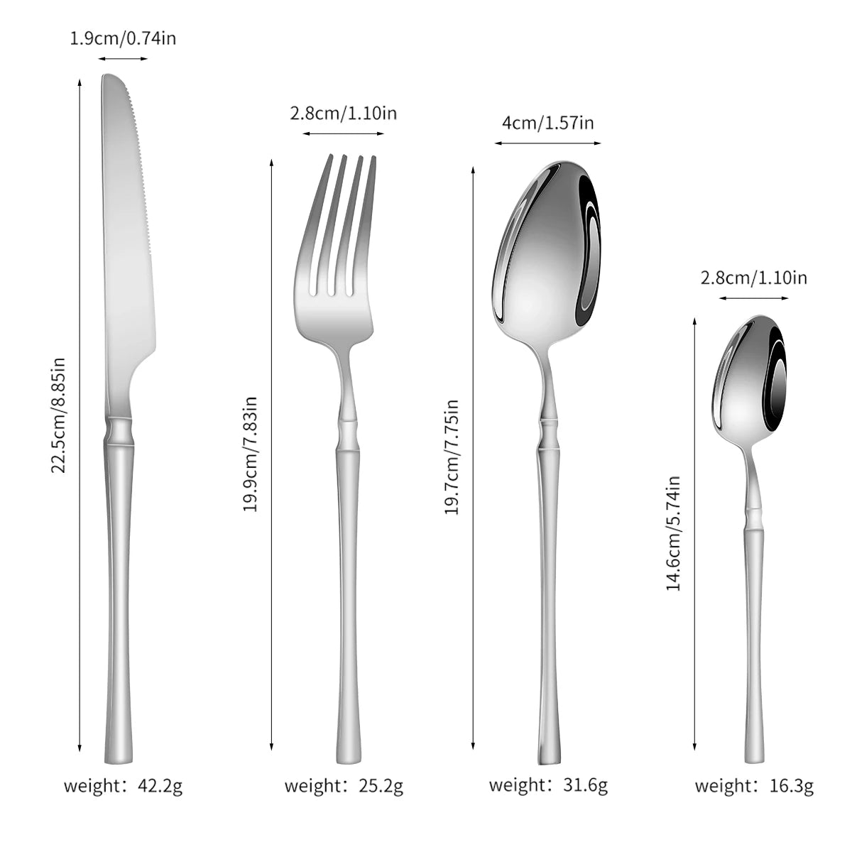 4/6/16/24pcs  Silver stainless steel cutlery - STEEL
