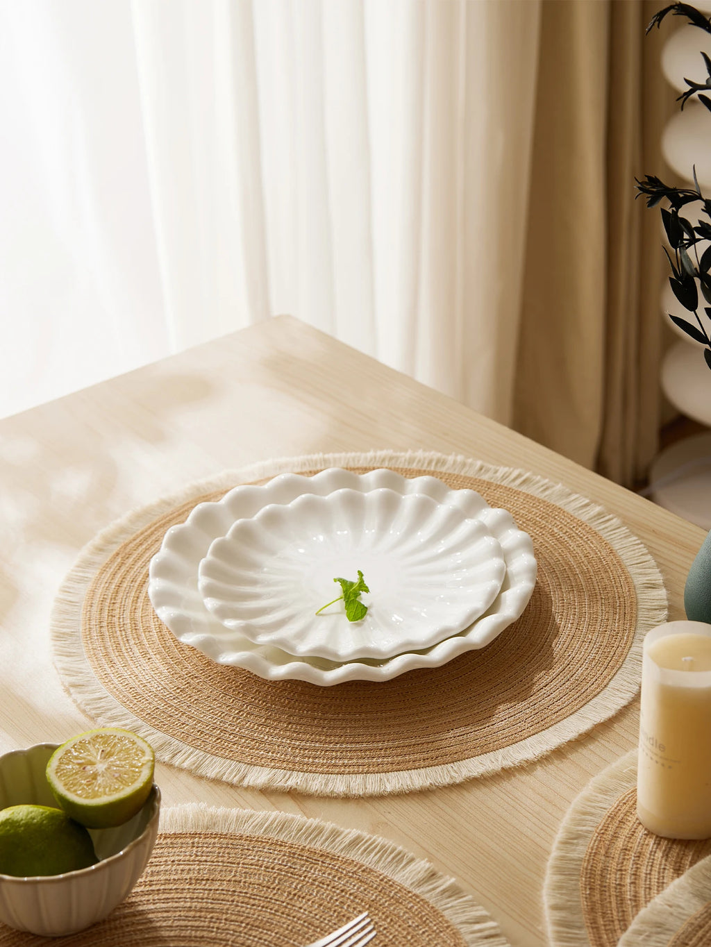 Set of 4 Fringe Woven Placemats - FRANGIA