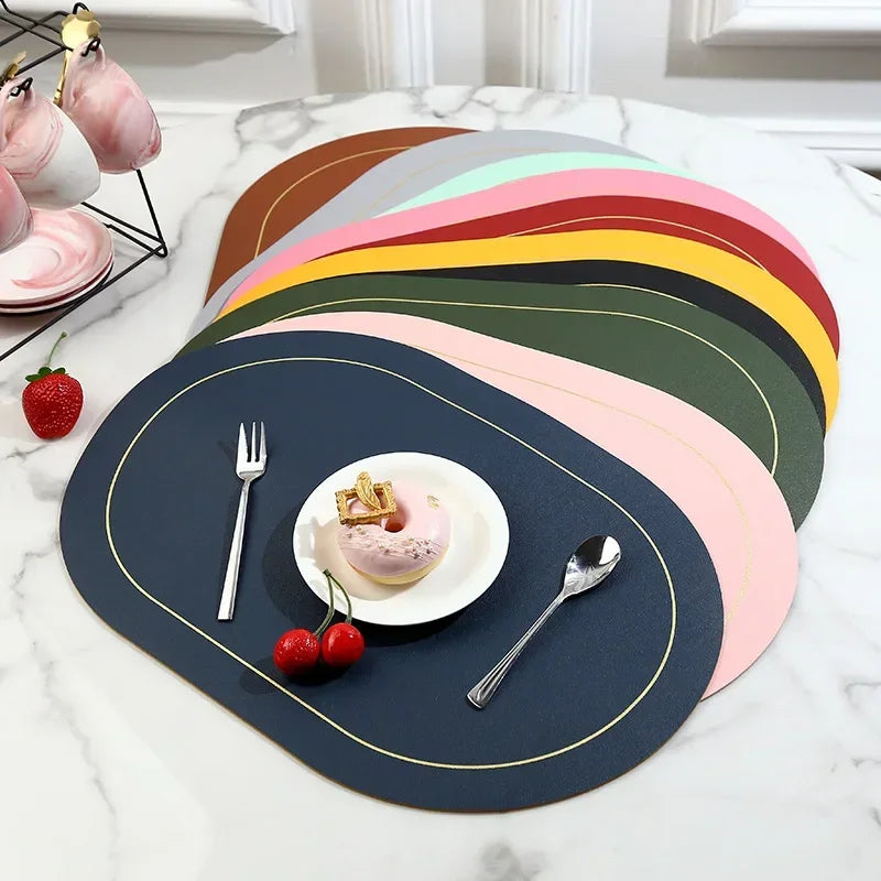 Oval Faux Leather Placemat - DUAL