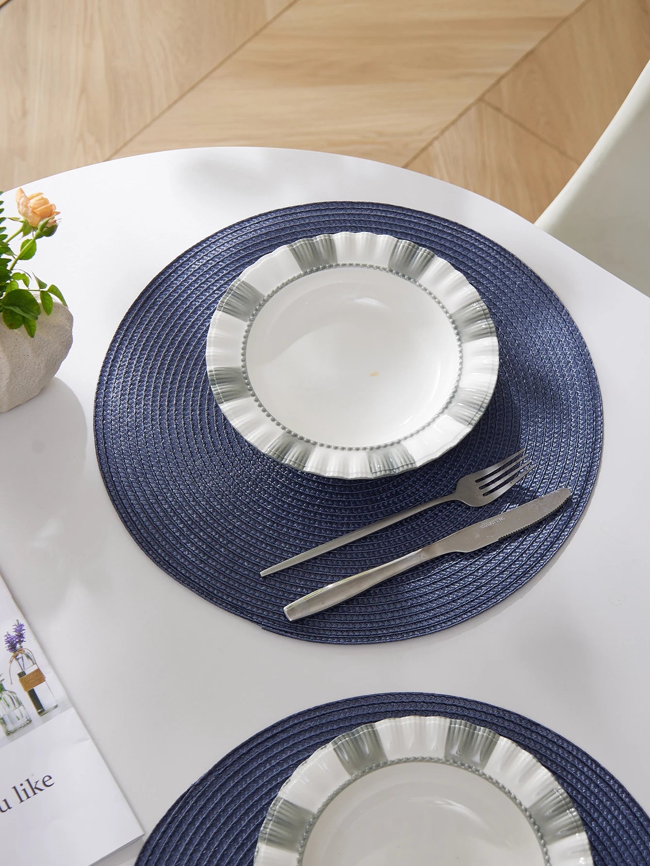 Round Braided Placemats Set of 4 Washable - COLORII