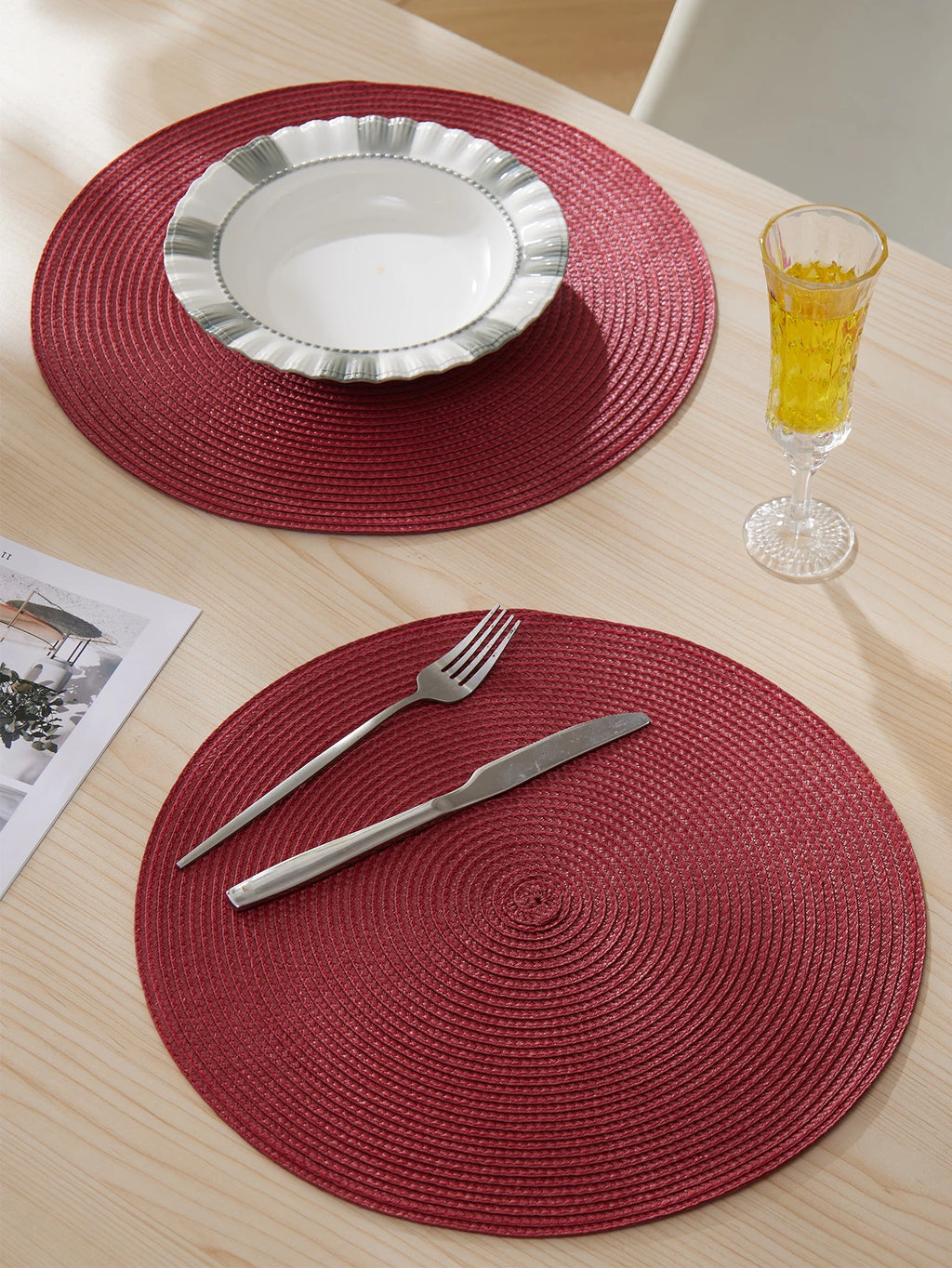 Round Braided Placemats Set of 4 Washable - COLORII