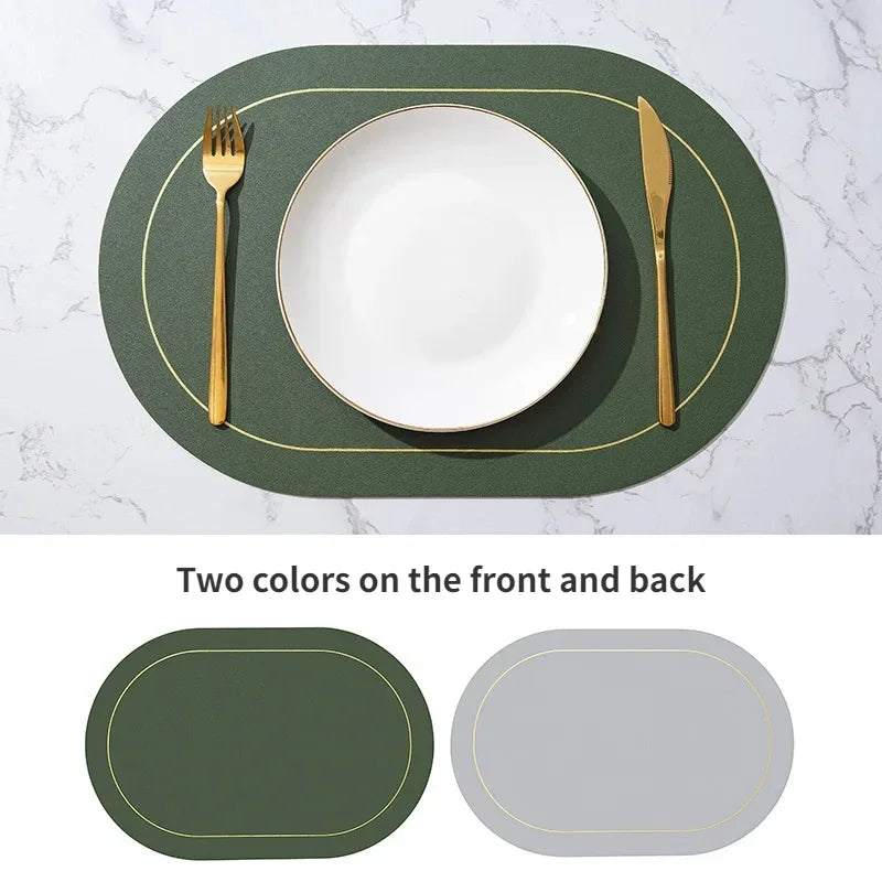 Oval Faux Leather Placemat - DUAL