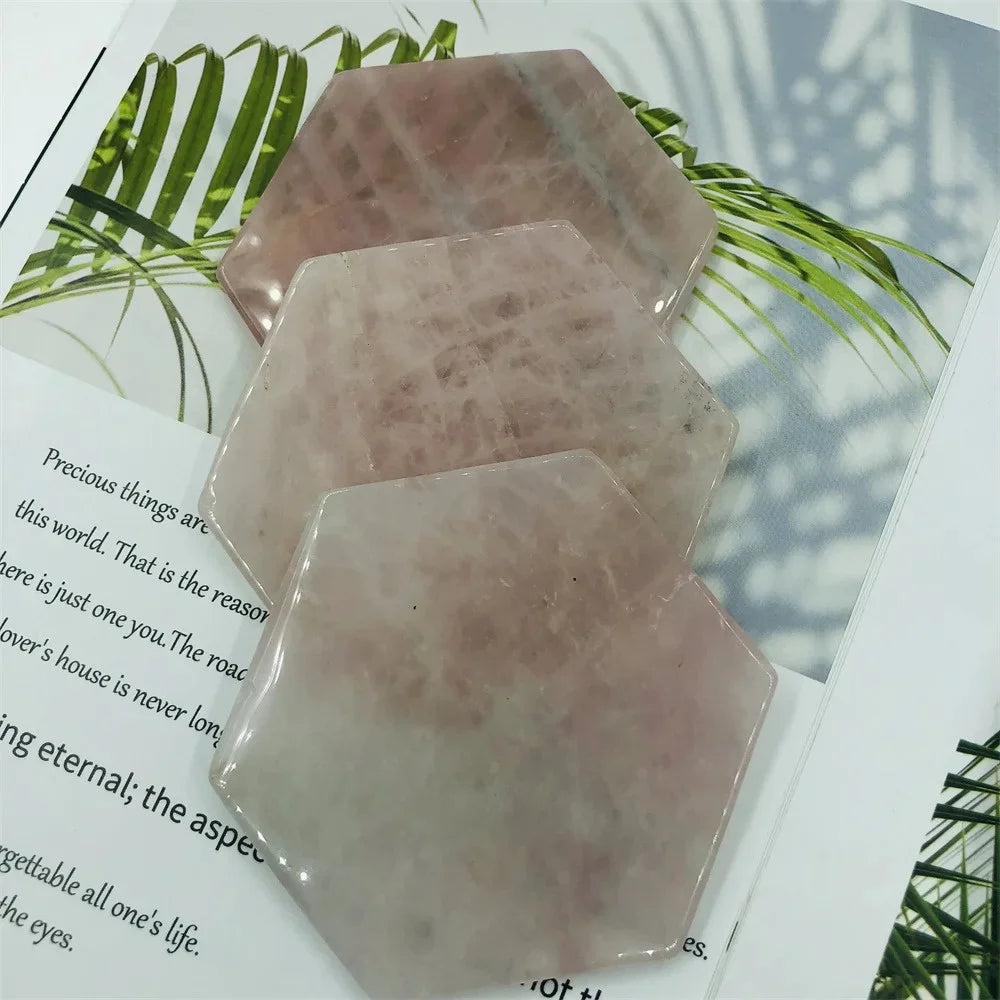 Rose quartz crystal Coaster  - ROSA