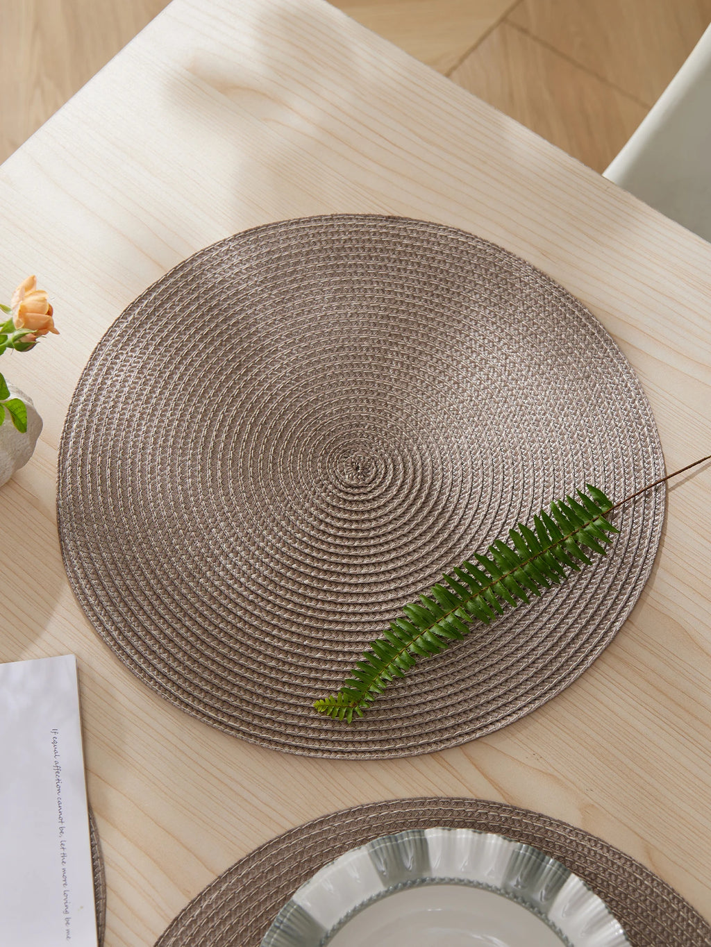 Round Braided Placemats Set of 4 Washable - COLORII