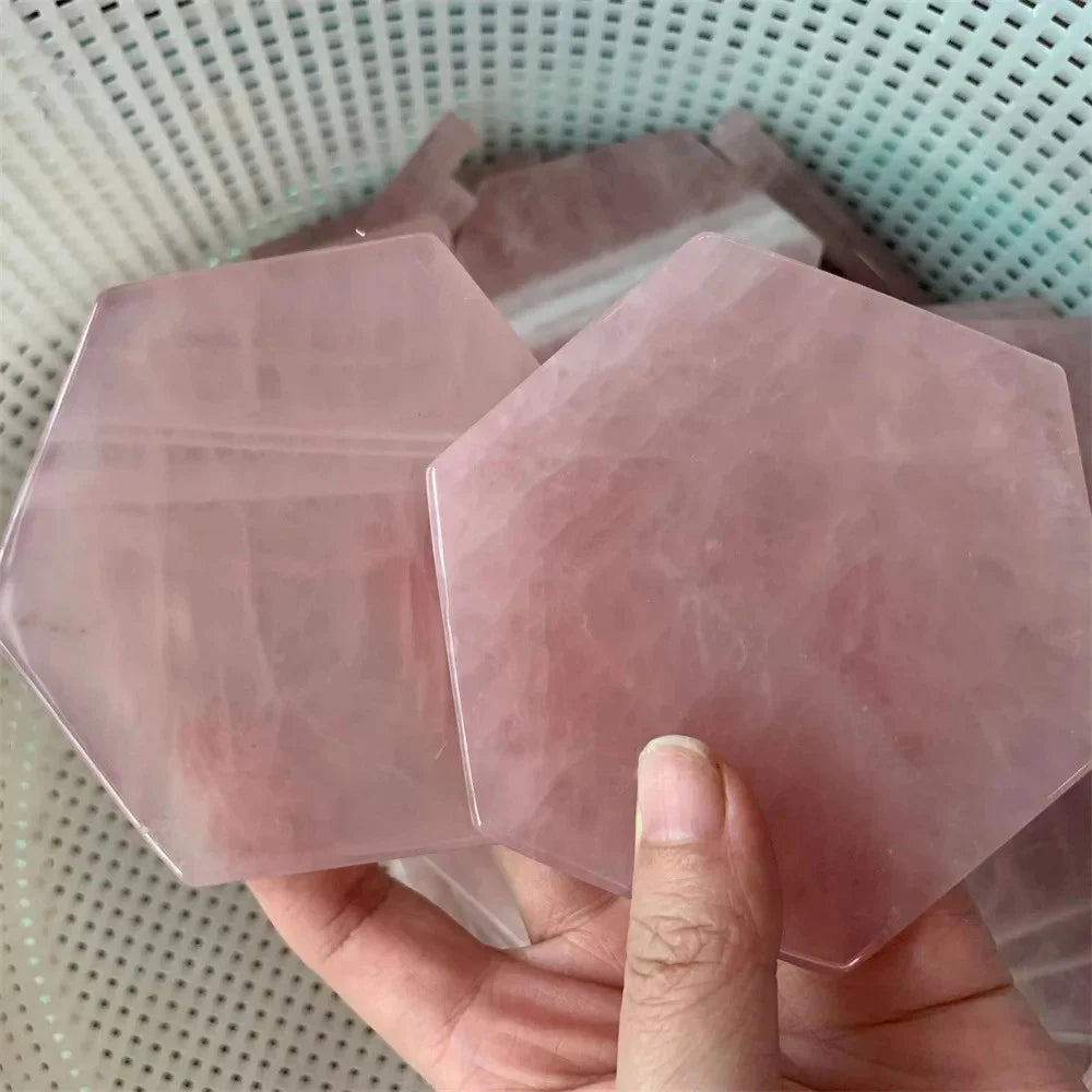 Rose quartz crystal Coaster  - ROSA