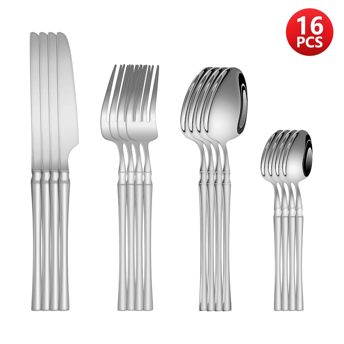 4/6/16/24pcs  Silver stainless steel cutlery - STEEL