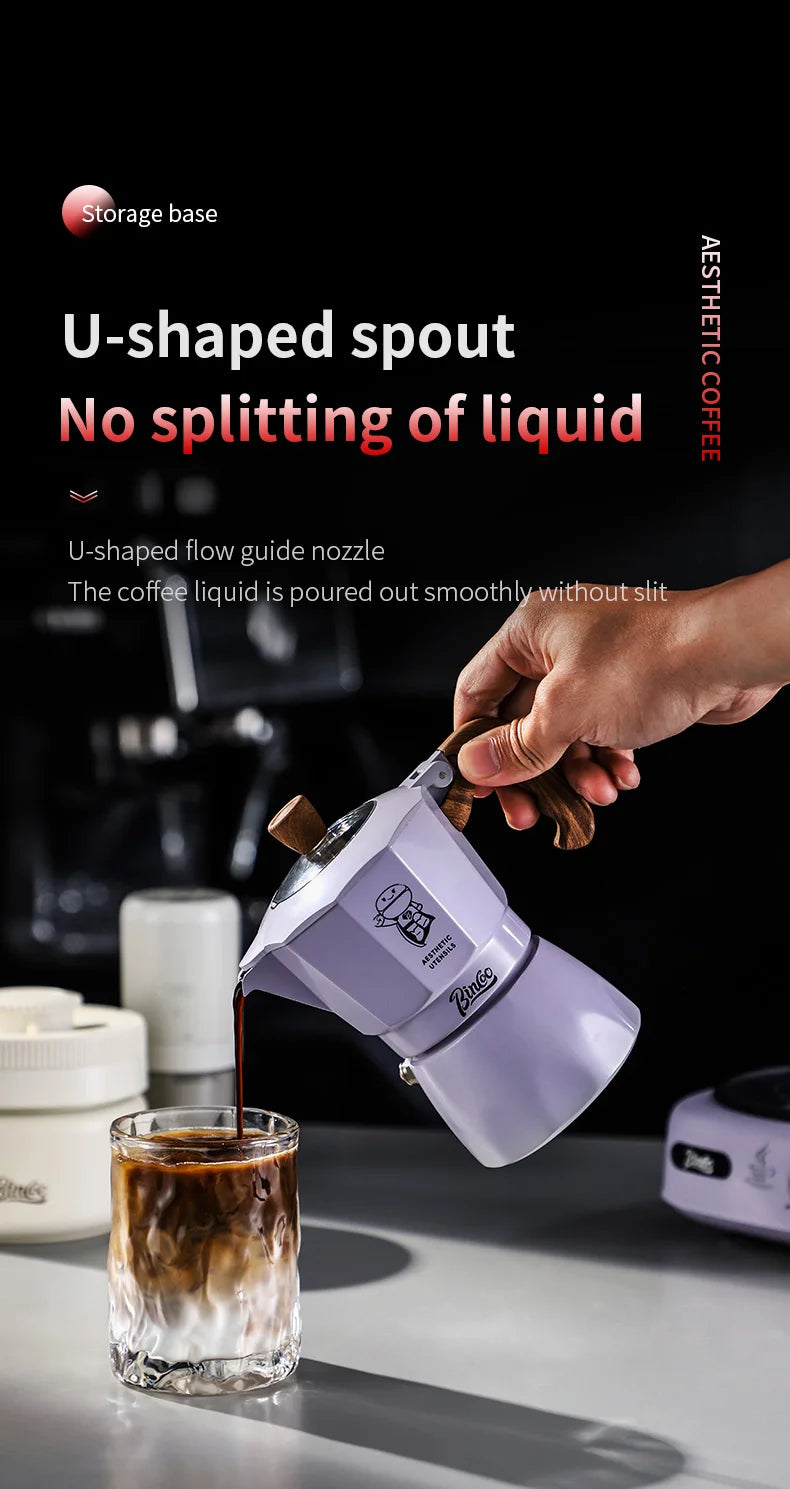 Stylish Moka Pot - WHITE BLACK PURPLE