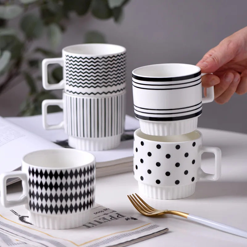 1PCS Designer Ceramic Mug - B&W MOTIF