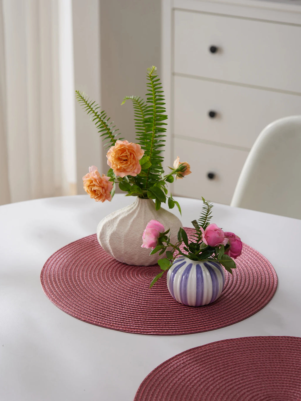 Round Braided Placemats Set of 4 Washable - COLORII